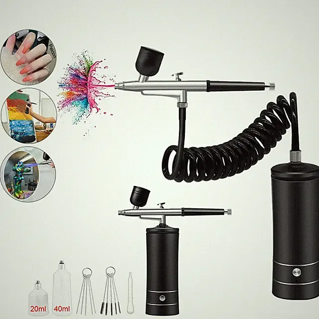 Airbrush With Compressor Portable Air Brush Nails Compressor Wireless Spray Gun