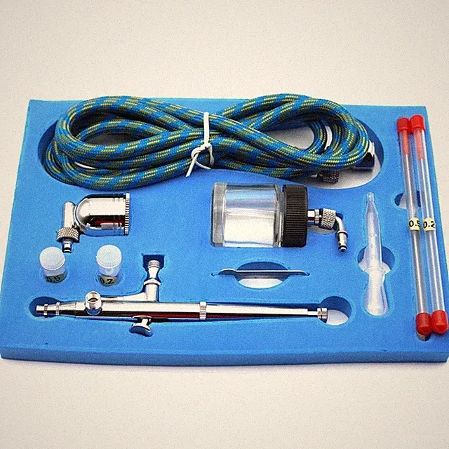 Dual Action Airbrush Air Compressor Kit 0.2mm 0.3mm 0.5mm Needles & Nozzles