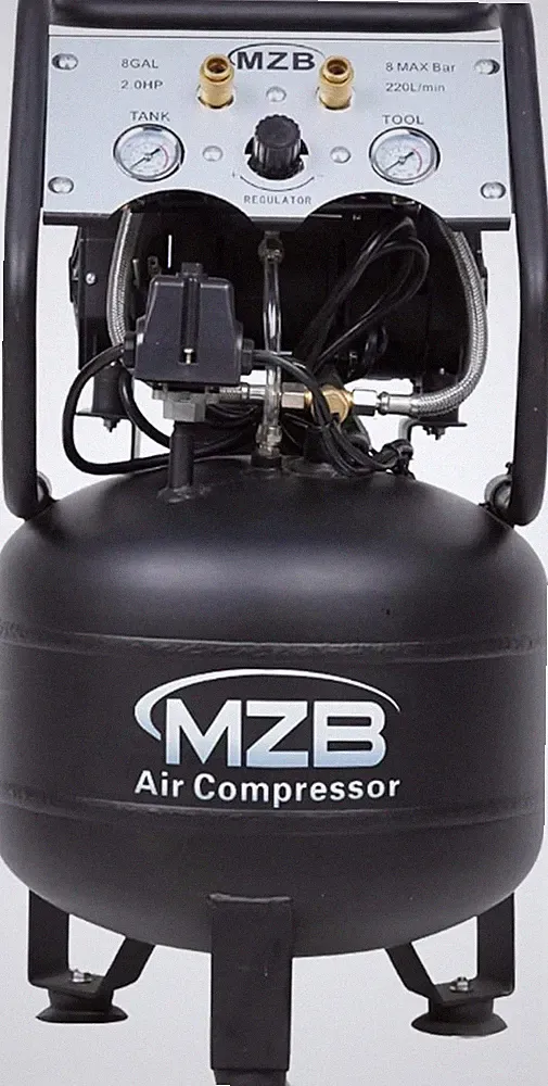 MZB 8Gallon 79dB Oil-Free Air Compressor 110V Ultra Quiet Steel Tank Auto Repair
